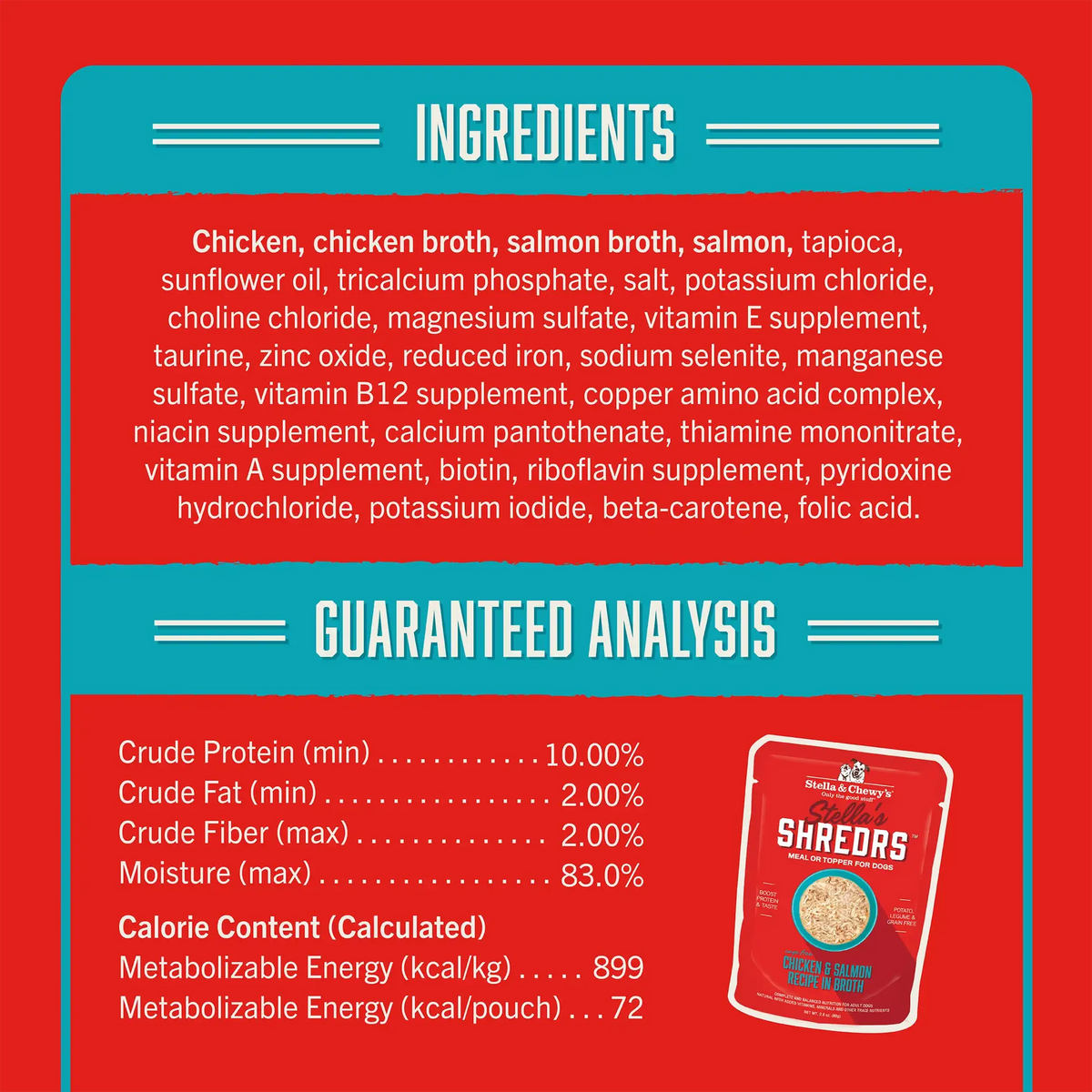 Stella &amp; Chewy&#39;s Stella&#39;s Shredrs Chicken &amp; Salmon in Broth Dog Food