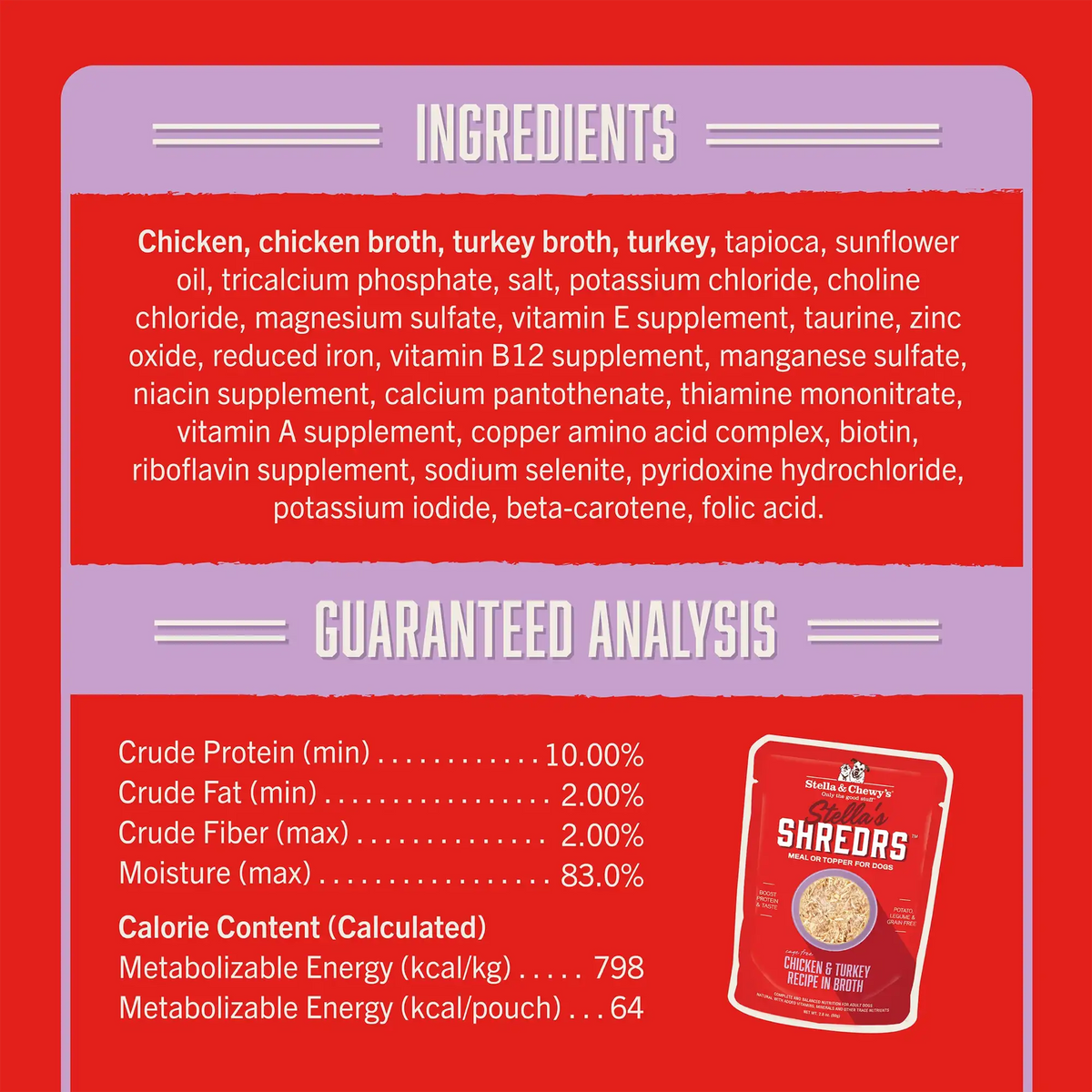Stella &amp; Chewy&#39;s Stella&#39;s Shredrs Chicken &amp; Turkey in Broth Dog Food