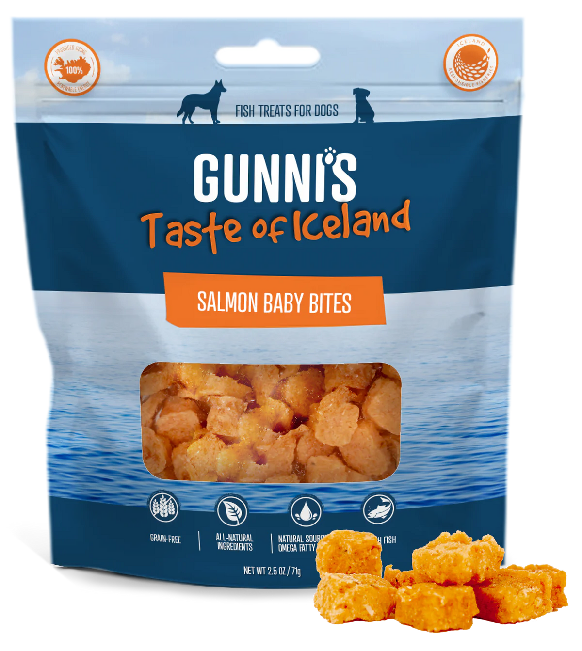 Gunni&#39;s Pet Taste of Iceland Salmon Baby Bites Dog Treats