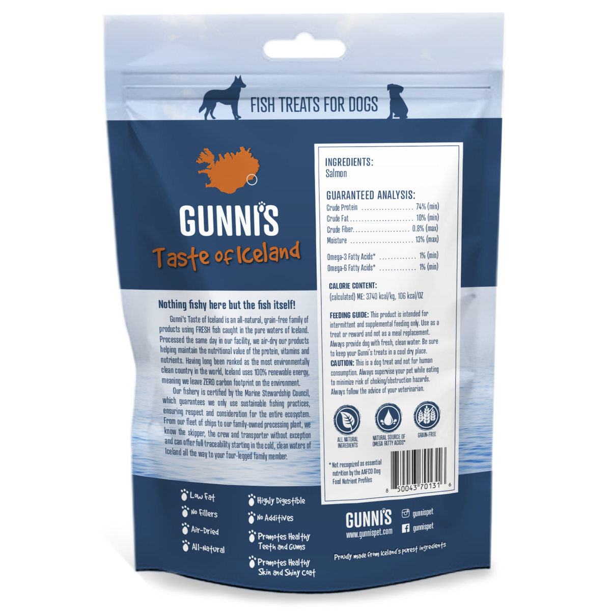 Gunni&#39;s Pet Taste of Iceland Salmon Skin Shorties Dog Treats