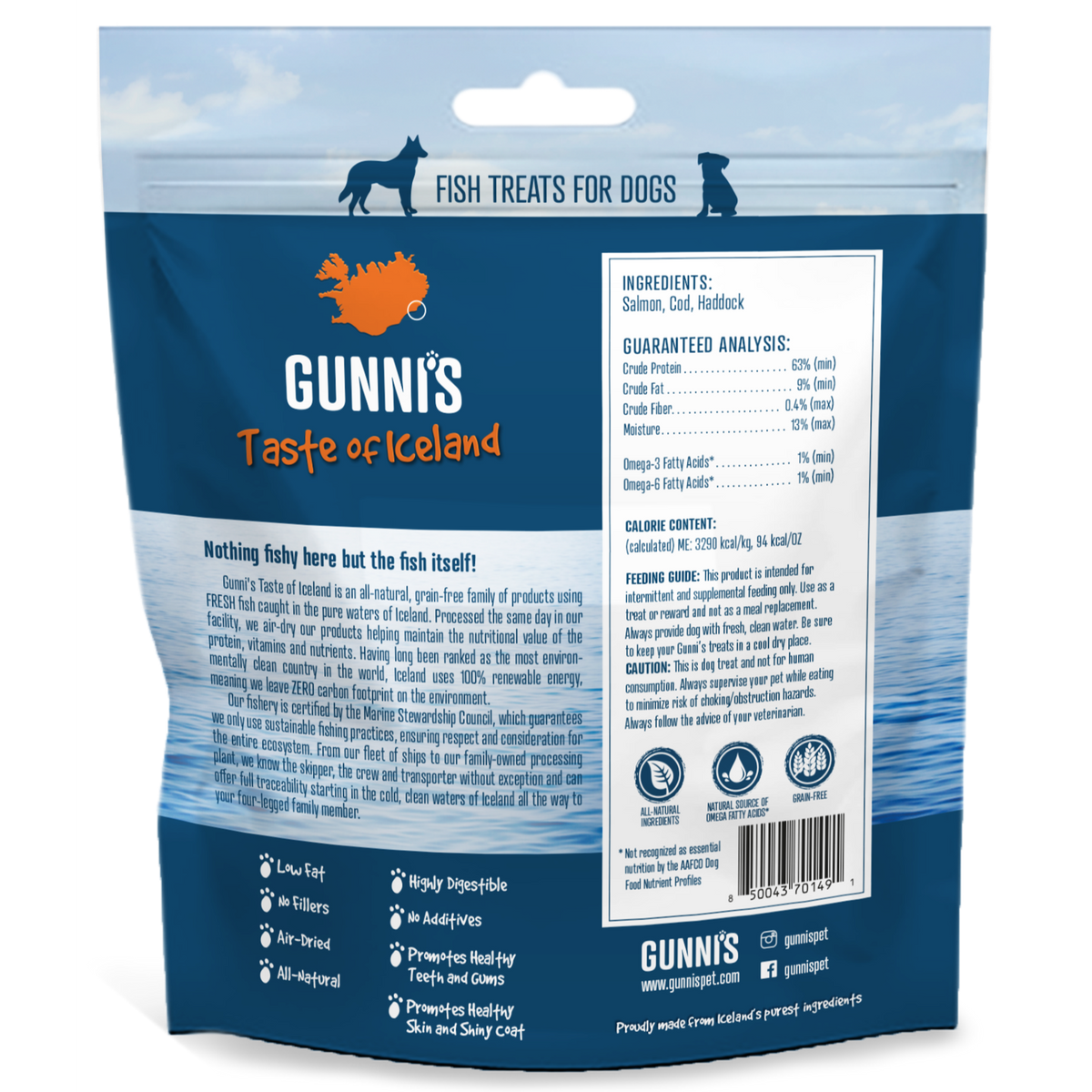 Gunni&#39;s Pet Taste of Iceland Salmon Wafers Dog Treats