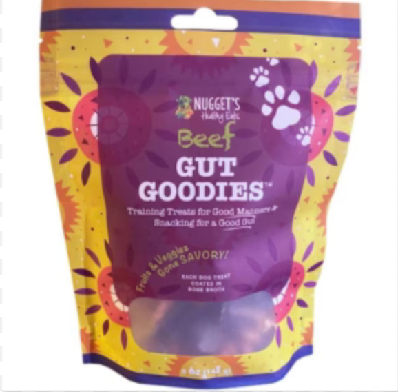 Nugget&#39;s Healthy Eats Gut Goodies Beef Dog Treats