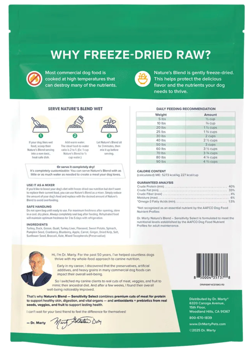 Dr. Marty Freeze-Dried Raw Nature&#39;s Blend Sensitivity Select Dog Food
