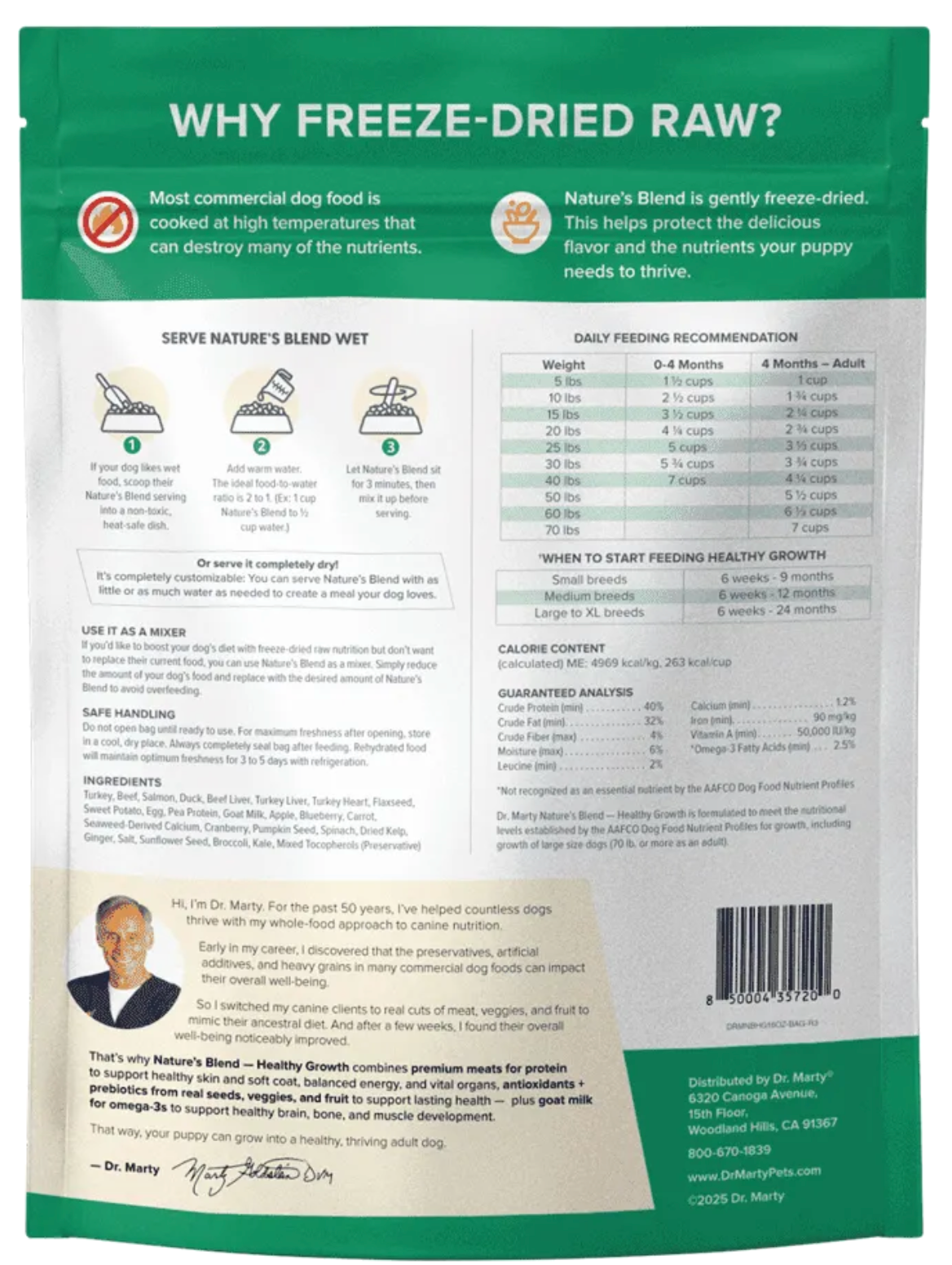Dr. Marty Freeze-Dried Raw Nature&#39;s Blend Healthy Growth Dog Food