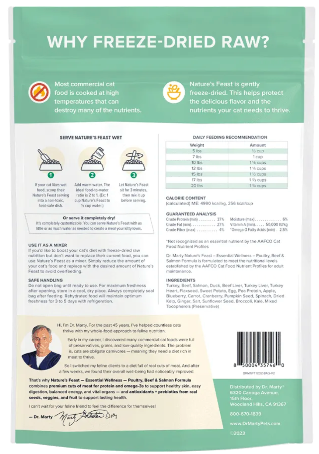 Dr. Marty Freeze-Dried Raw Nature&#39;s Feast Essential Wellness Poultry, Beef, &amp; Salmon Cat Food