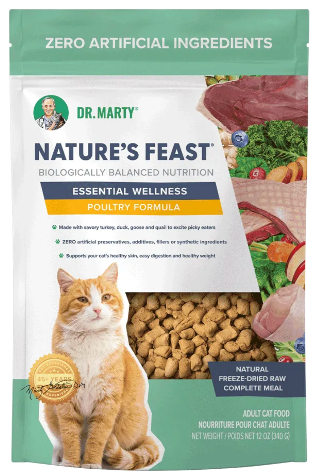 Dr. Marty Freeze-Dried Raw Nature&#39;s Feast Essential Wellness Poultry Cat Food