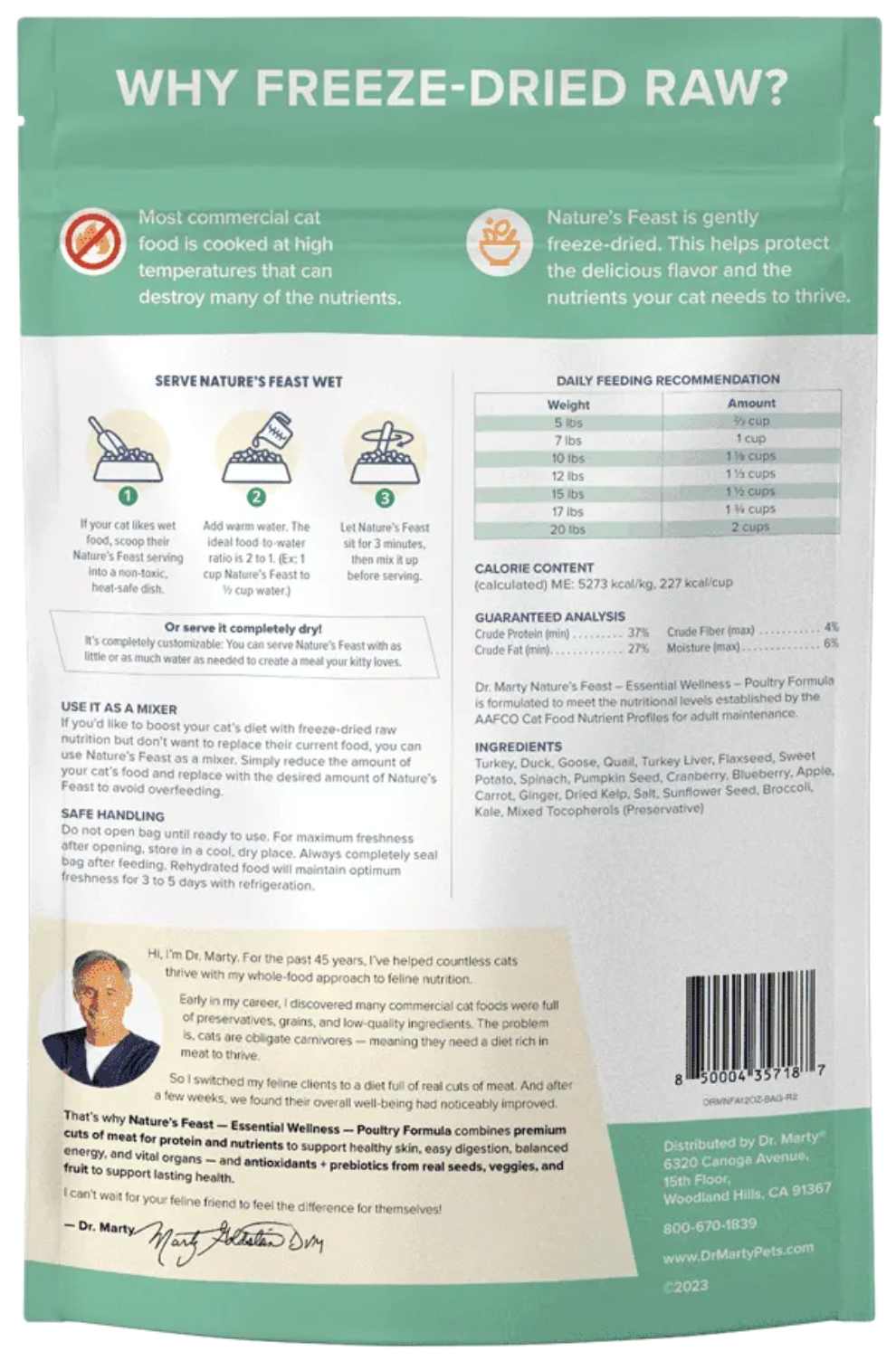 Dr. Marty Freeze-Dried Raw Nature&#39;s Feast Essential Wellness Poultry Cat Food