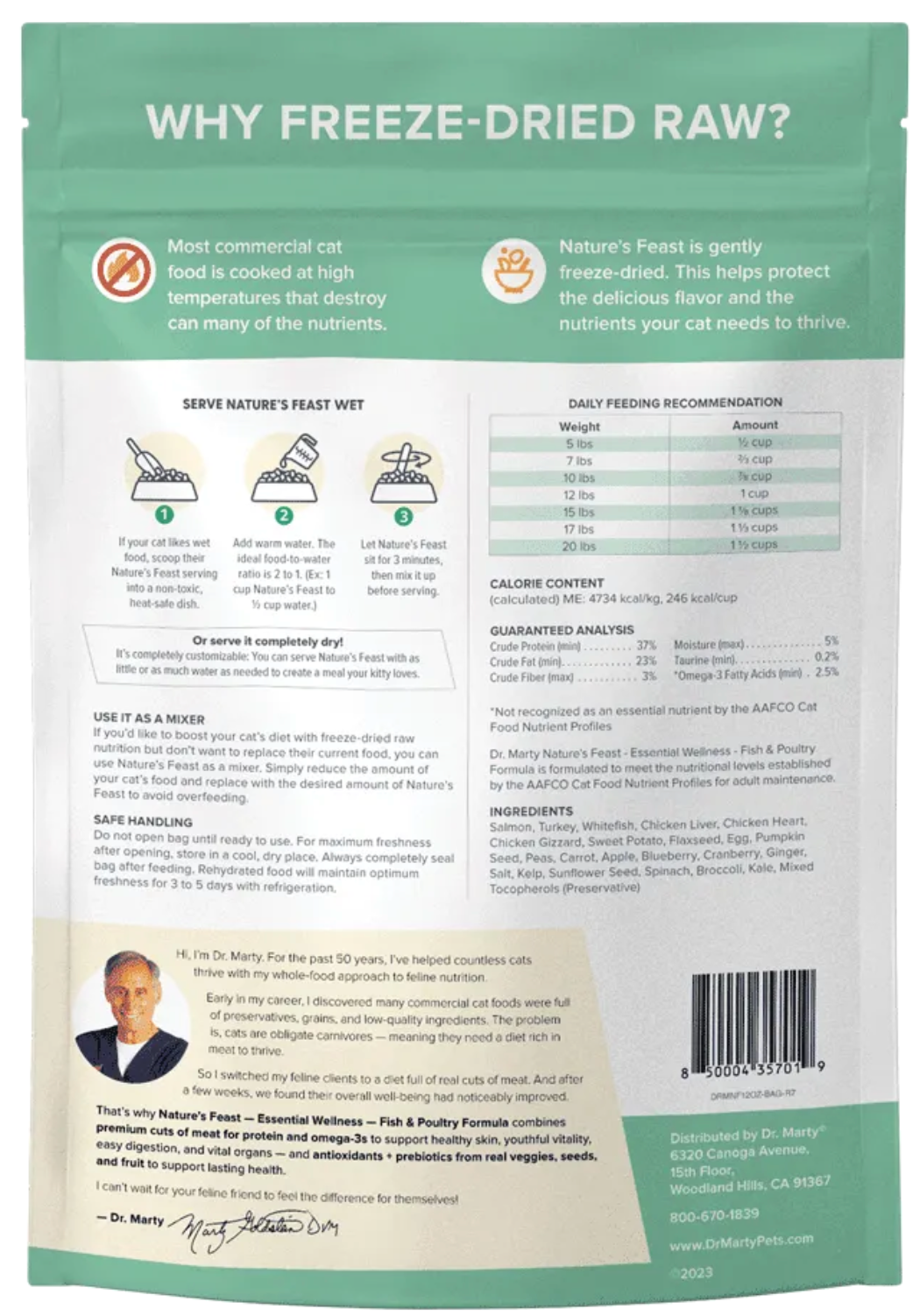 Dr. Marty Freeze-Dried Raw Nature&#39;s Feast Essential Wellness Fish &amp; Poultry Cat Food