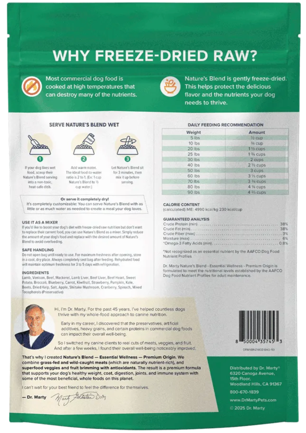 Dr. Marty Freeze-Dried Raw Nature&#39;s Blend Essential Wellness Premium Origin Dog Food