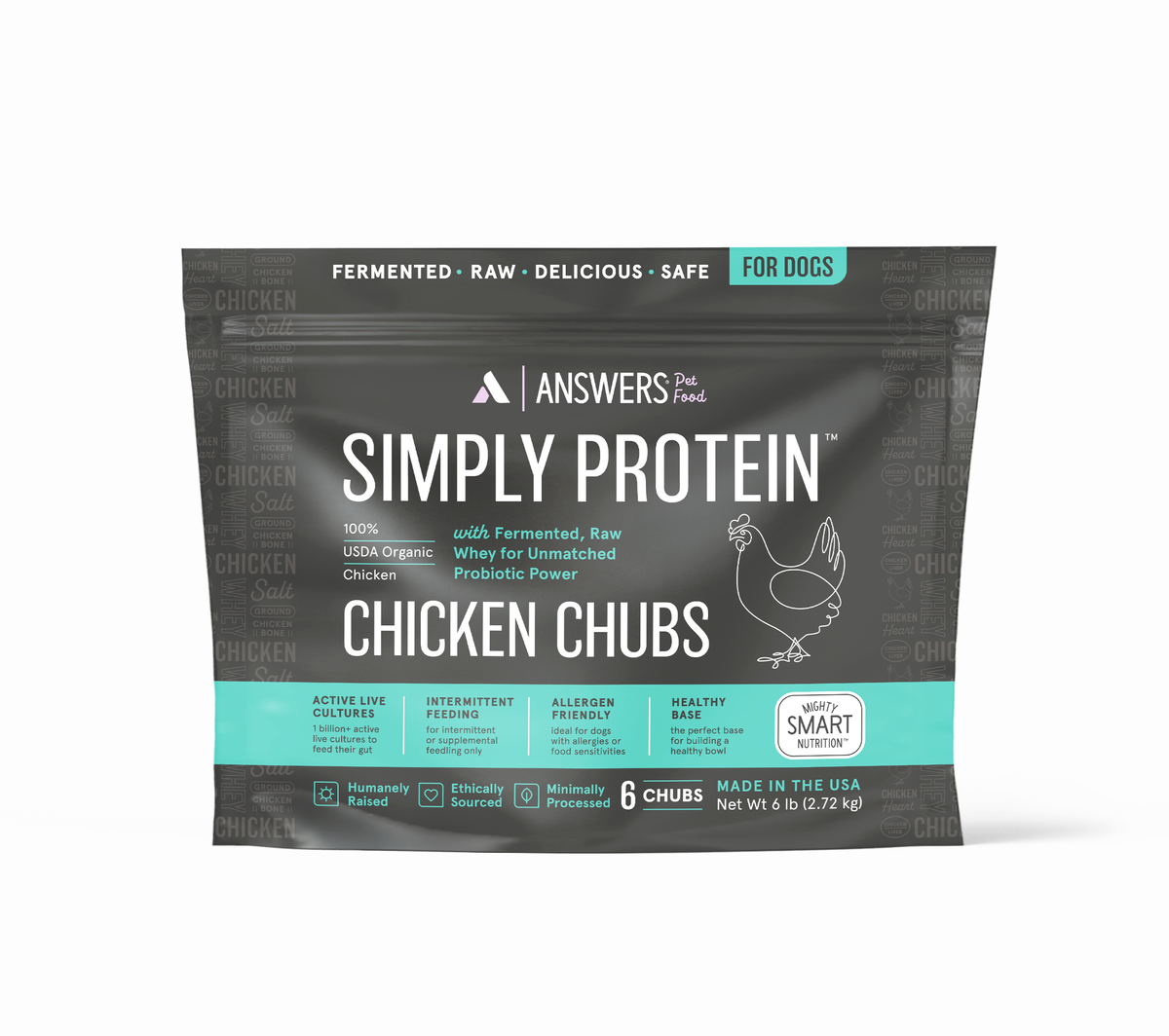 Answers Simply Protein Chicken Frozen Raw Dog Food