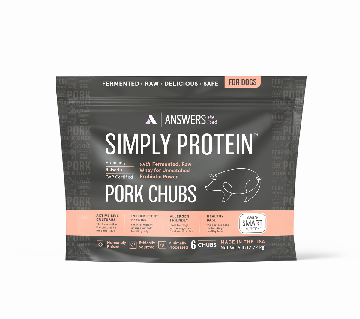 Answers Simply Protein Pork Frozen Raw Dog Food