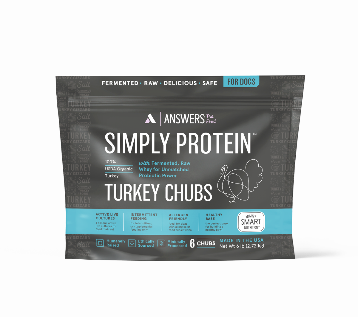 Answers Simply Protein Turkey Frozen Raw Dog Food