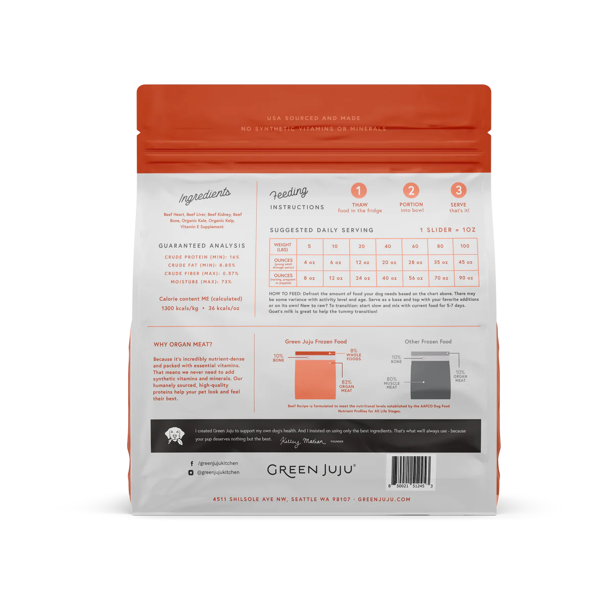 Green Juju Beef Recipe Frozen Raw Dog Food