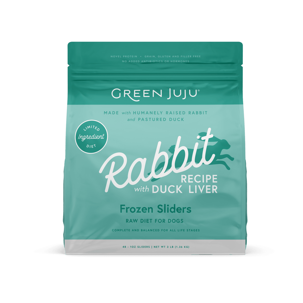 Green Juju Rabbit Recipe with Duck Liver Frozen Raw Dog Food