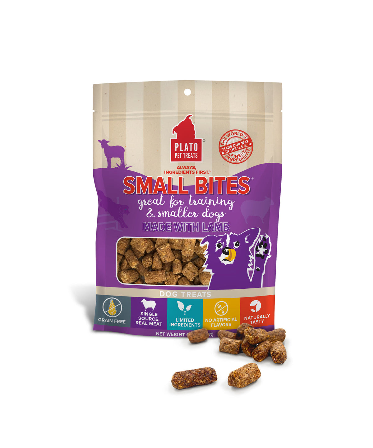 Plato Pet Treats Small Bites Lamb for Dogs