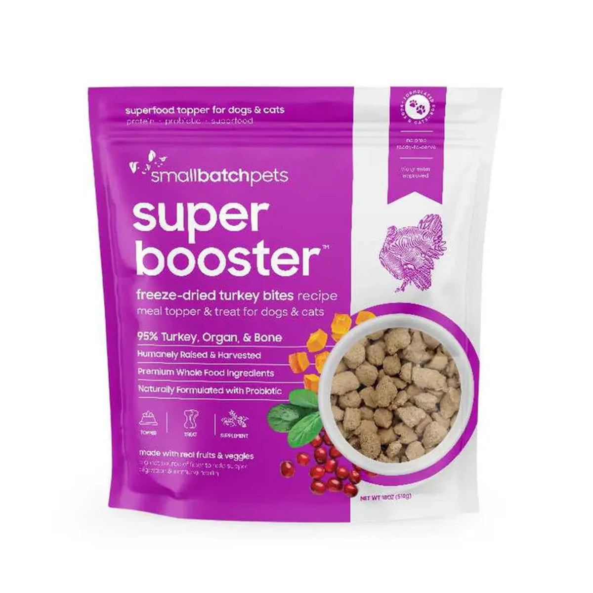Small Batch Freeze-Dried Super Booster Turkey Dog &amp; Cat Treats or Meal Topper
