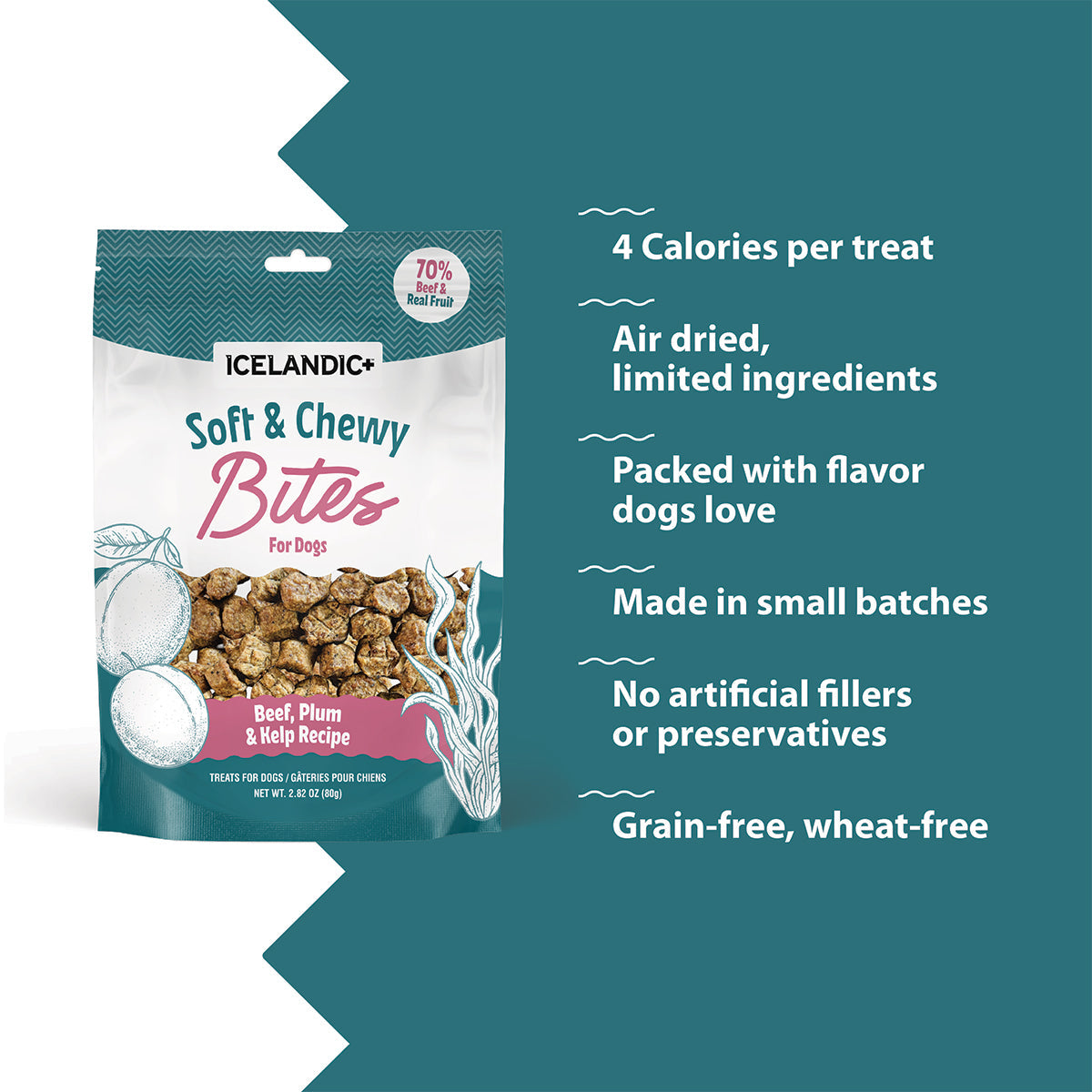 Icelandic+ Soft & Chewy Bites Beef, Plum & Kelp Dog Treats