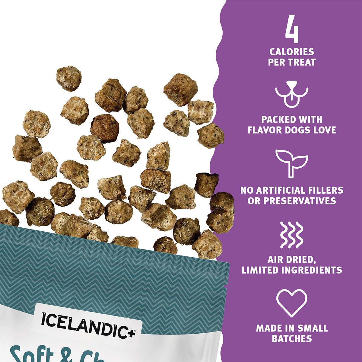 Icelandic+ Soft & Chewy Bites Lamb, Blueberry & Kelp Dog Treats