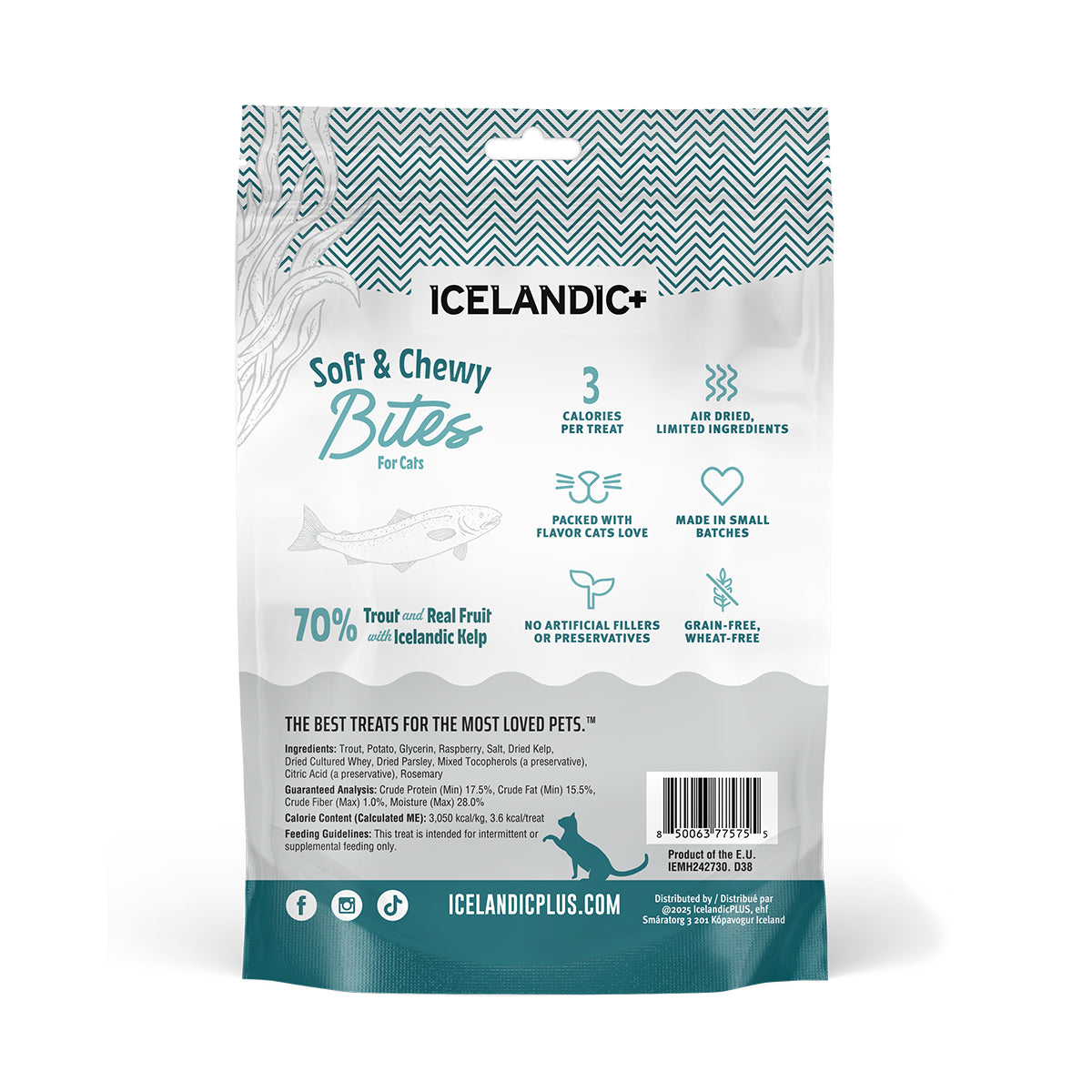 Icelandic+ Soft & Chewy Bites Trout, Raspberry & Kelp Cat Treats
