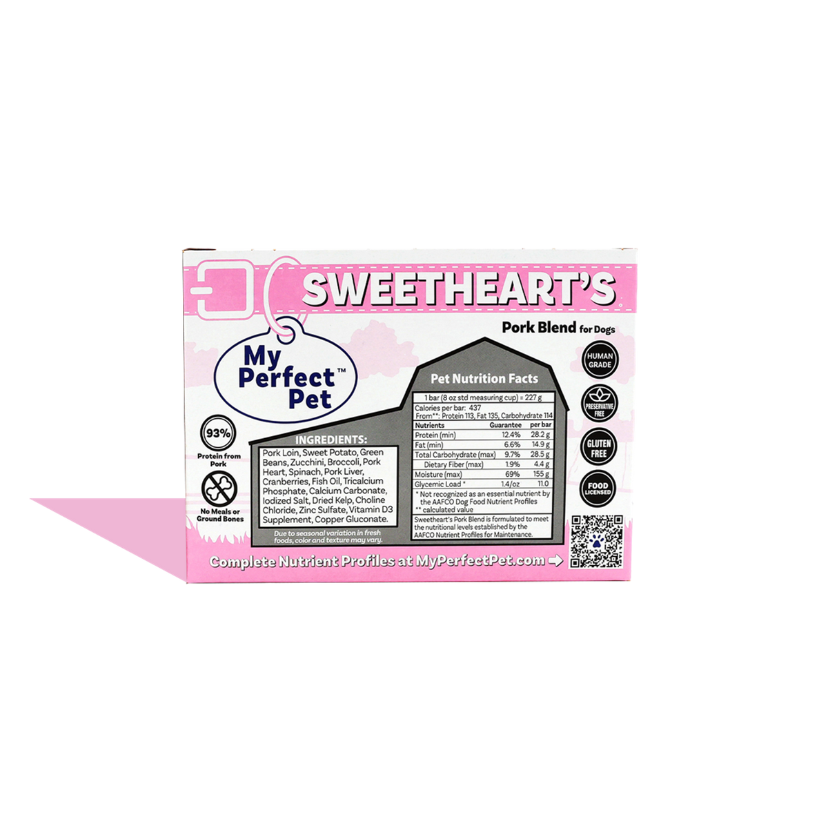 My Perfect Pet Gently Cooked Grain Free Sweetheart&#39;s Pork Blend Frozen Dog Food