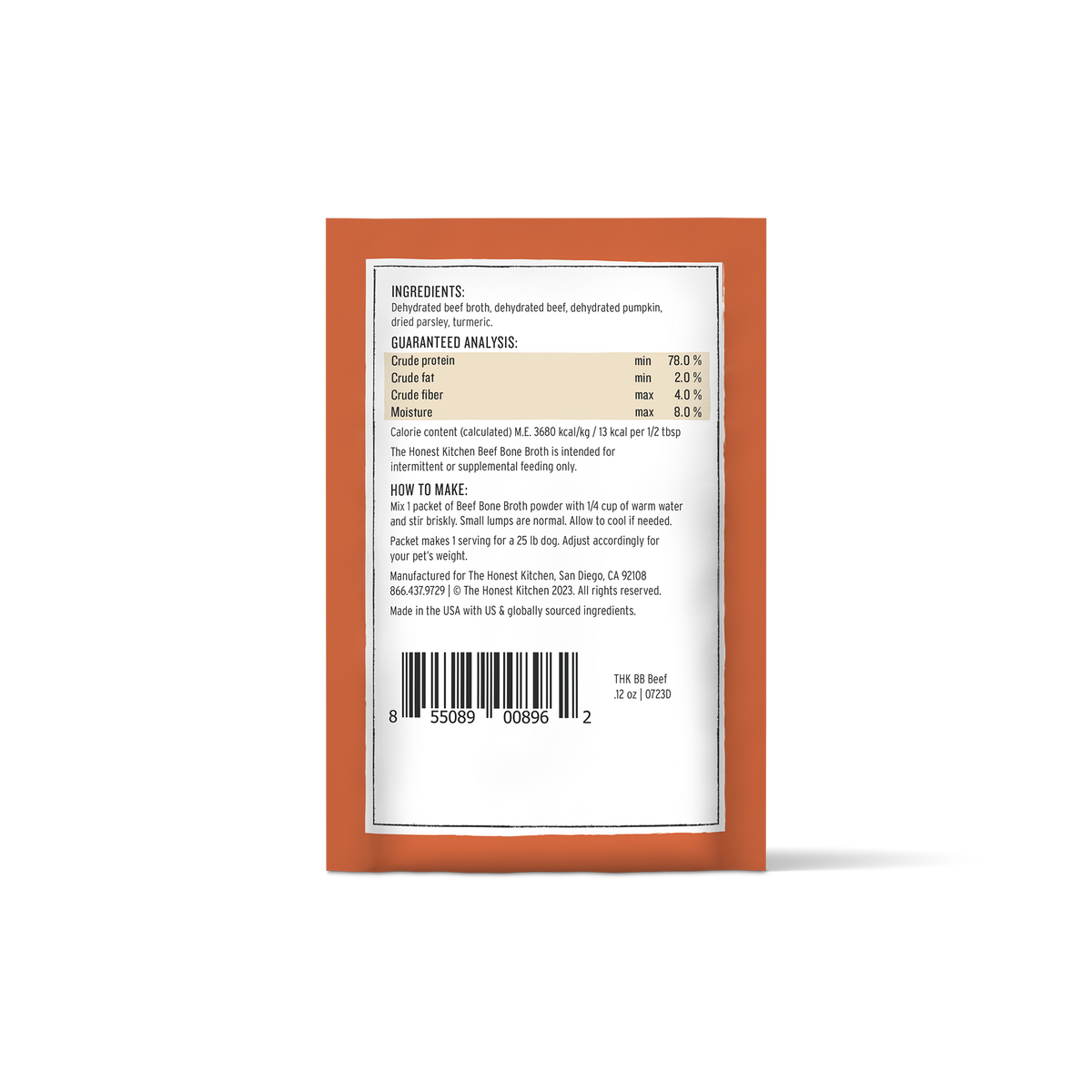 The Honest Kitchen Daily Boosters Instant Bone Broth Beef with Turmeric Dog &amp; Cat Supplement