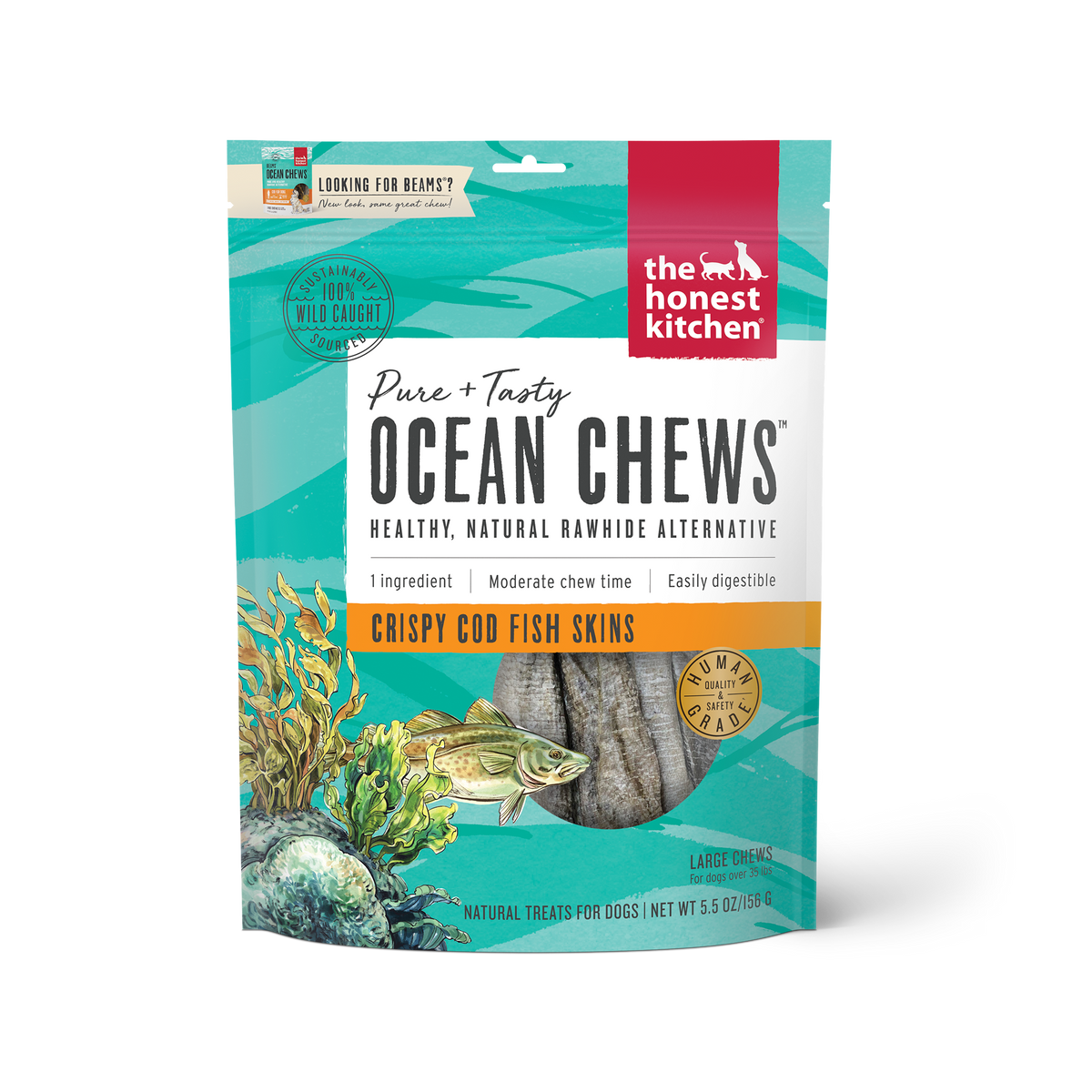 The Honest Kitchen Beams Ocean Chews Cod Skins Dog Treats