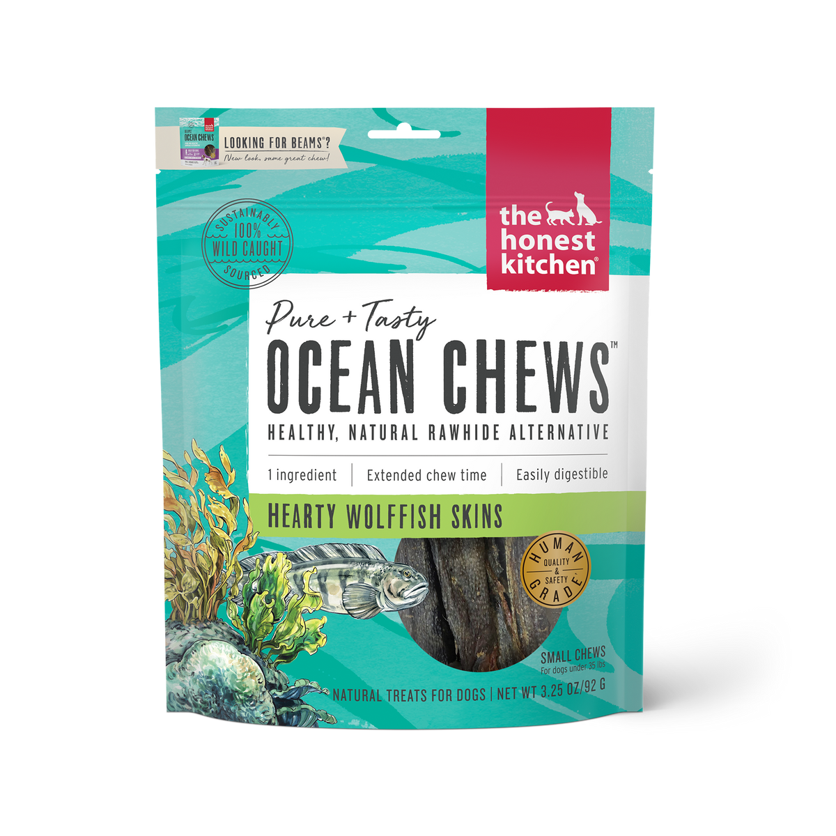 The Honest Kitchen Beams Ocean Chews Wolffish Skins Dog Treats