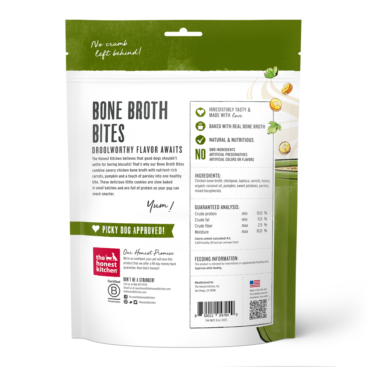 The Honest Kitchen Bone Broth Bites Chicken with Carrots Dog Treats