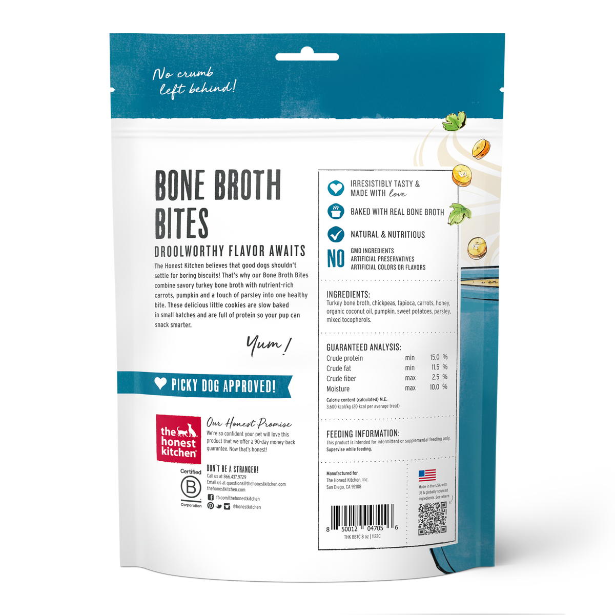 The Honest Kitchen Bone Broth Bites Turkey with Pumpkin Dog Treats