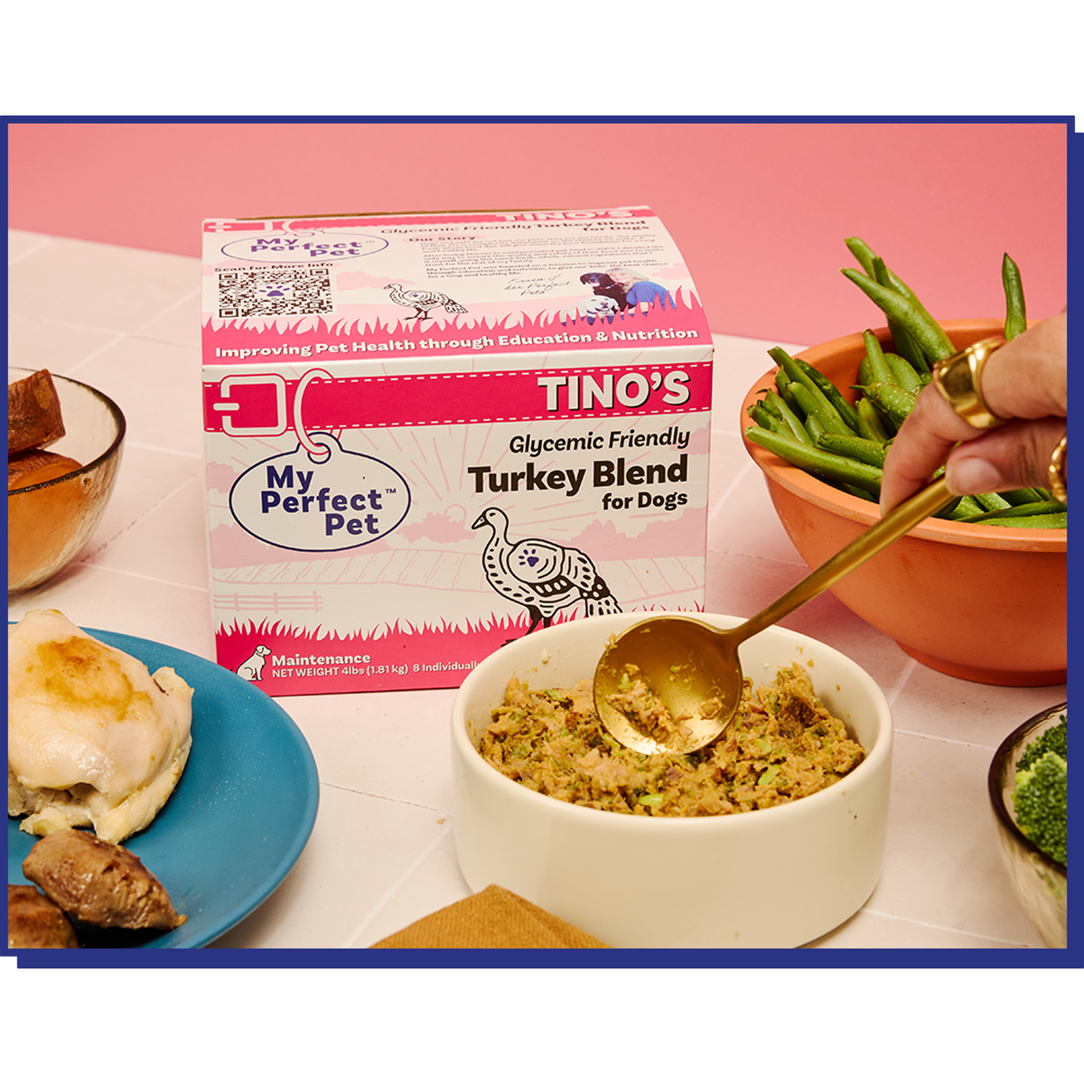 My Perfect Pet Gently Cooked Grain Free Tino&#39;s Glycemic Friendly Turkey Blend Frozen Dog Food