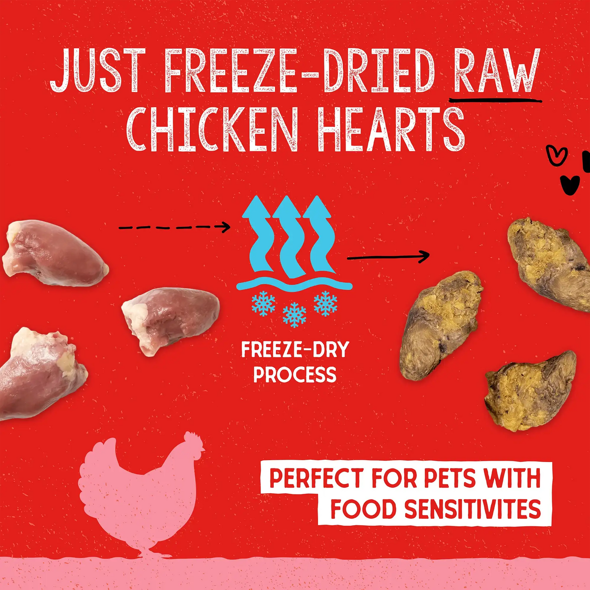 Stella &amp; Chewy&#39;s Freeze-Dried Raw Single Ingredient Treats Chicken Heart Dog Treats