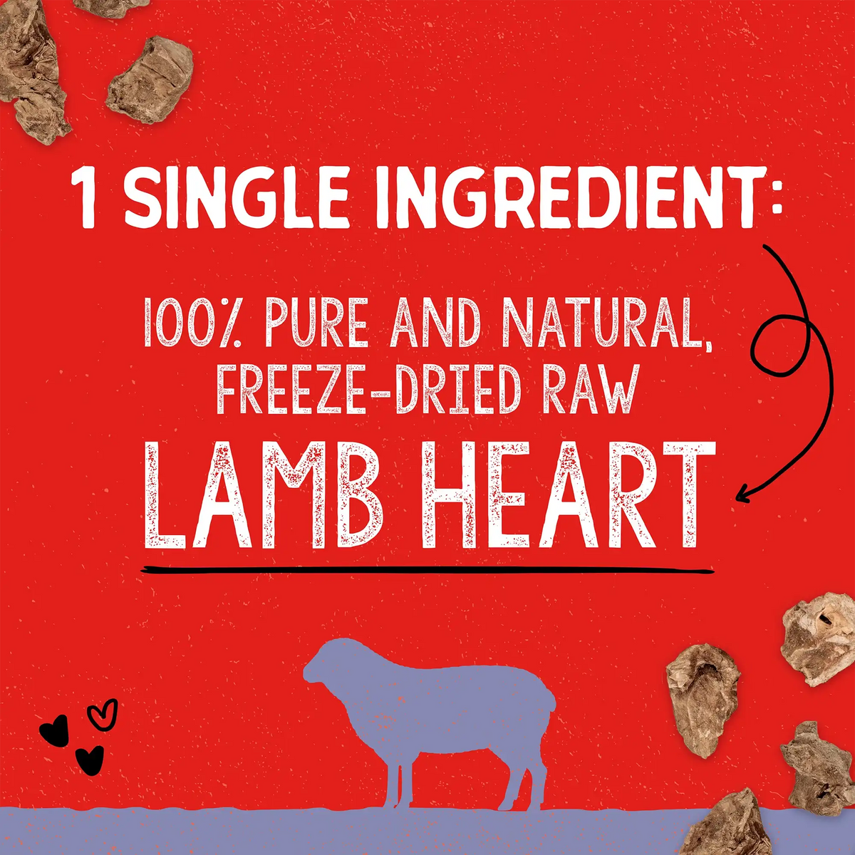 Stella &amp; Chewy&#39;s Freeze-Dried Raw Single Ingredient Lamb Heart Dog Treats