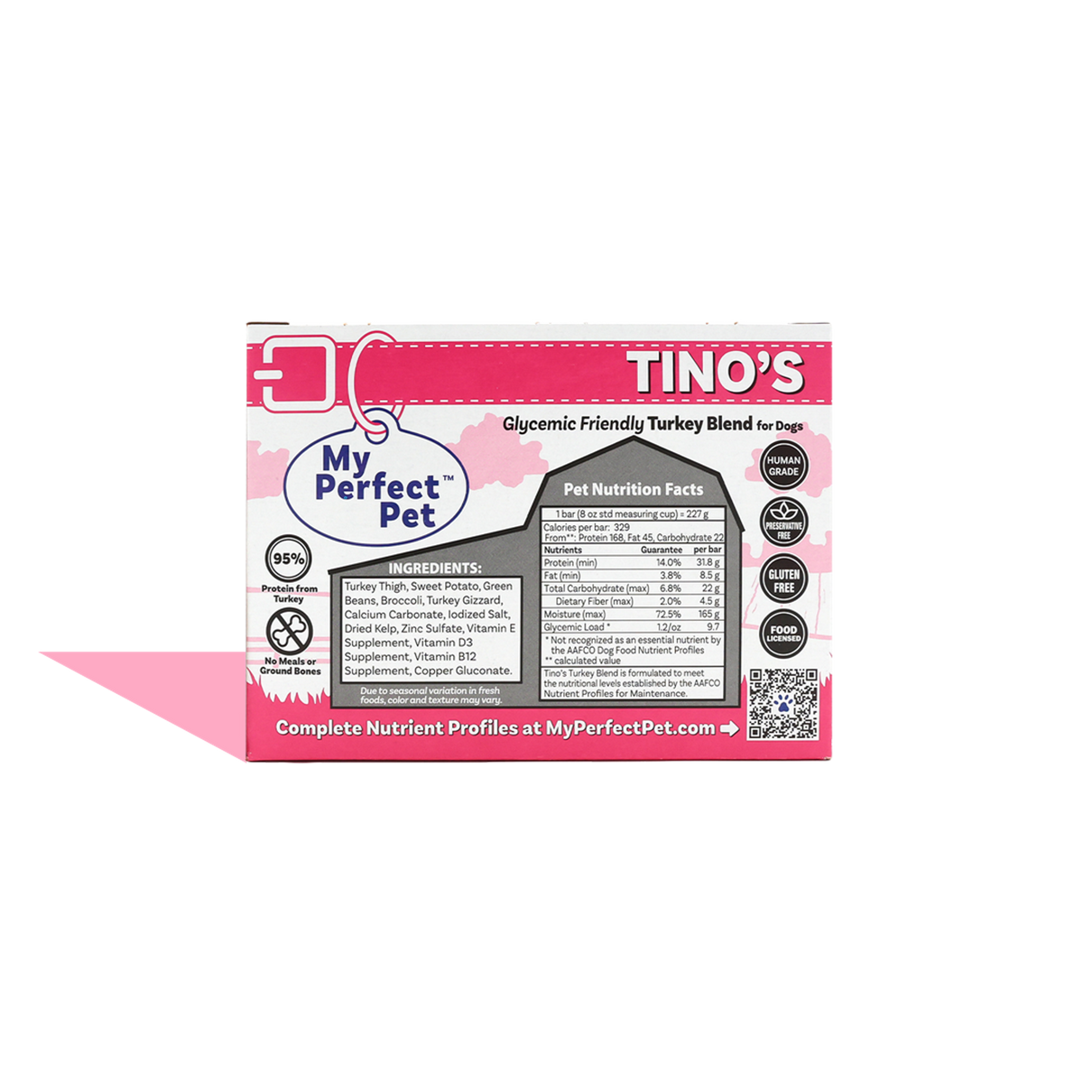 My Perfect Pet Gently Cooked Grain Free Tino&#39;s Glycemic Friendly Turkey Blend Frozen Dog Food