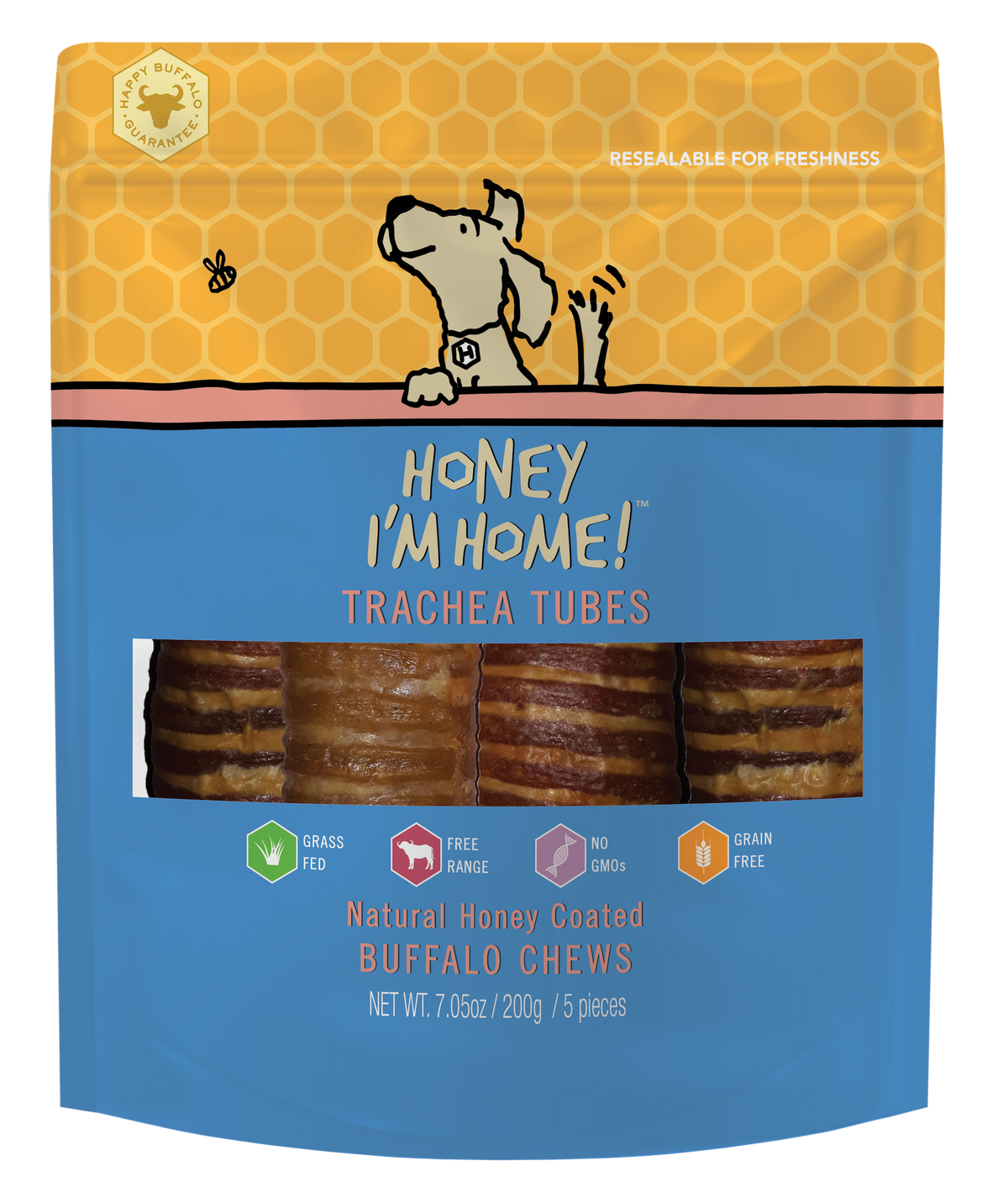 Honey I&#39;m Home! Water Buffalo Trachea Tubes Dog Chews