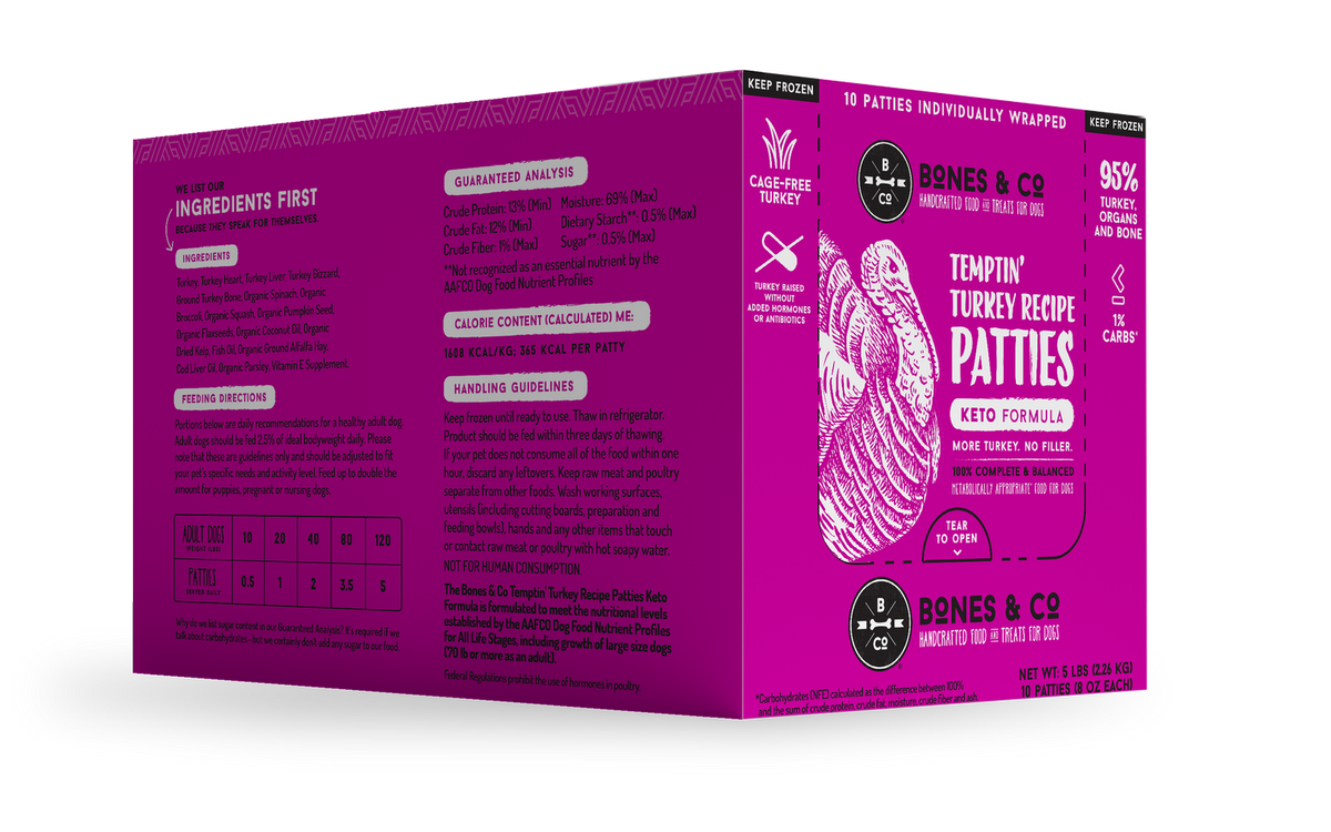 The Bones &amp; Co Frozen Raw Temptin&#39; Turkey Dog Food