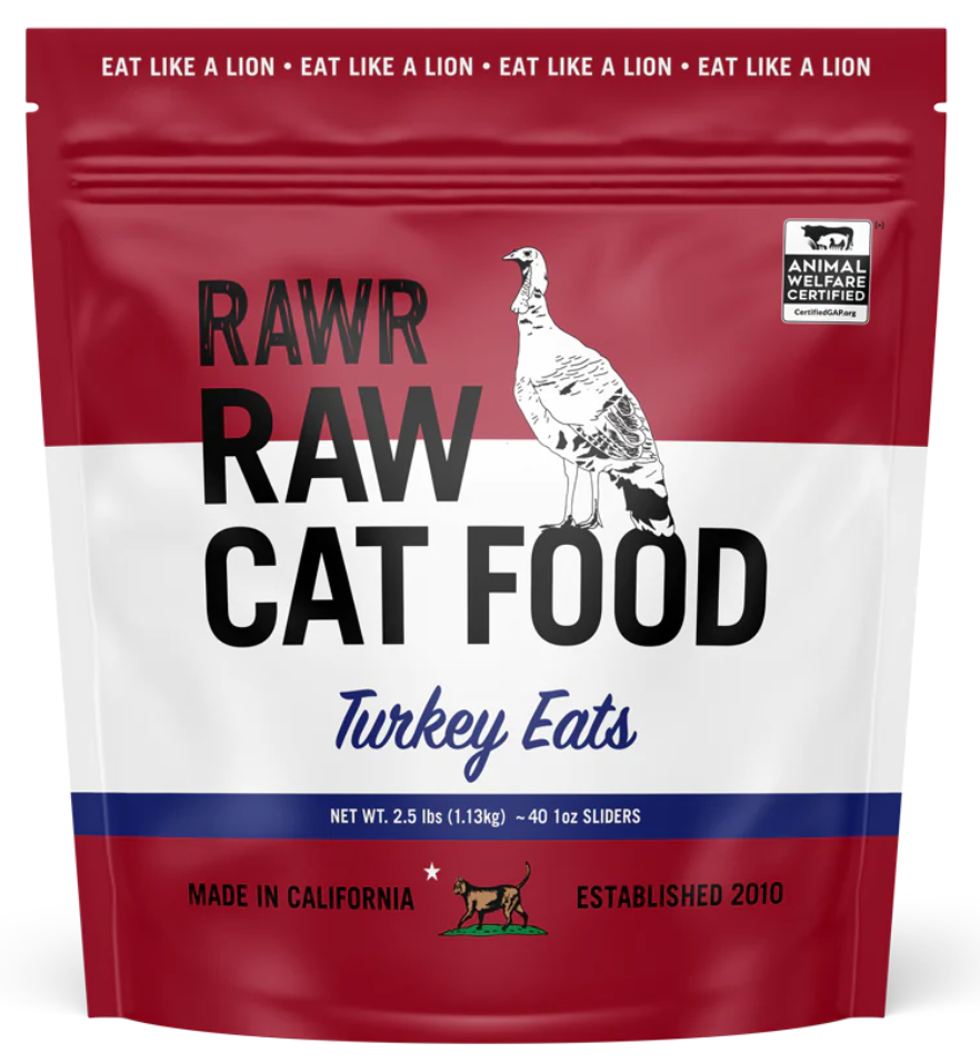 Rawr Bone-In Turkey Eats Frozen Sliders Raw Cat Food