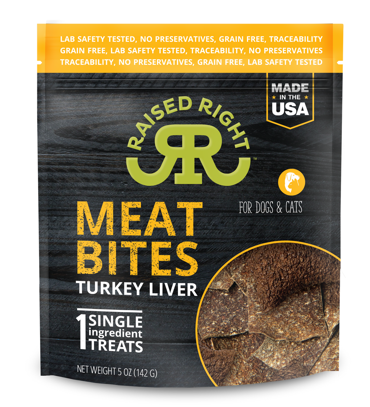 Raised Right Meat Bites Turkey Liver Dog &amp; Cat Treats