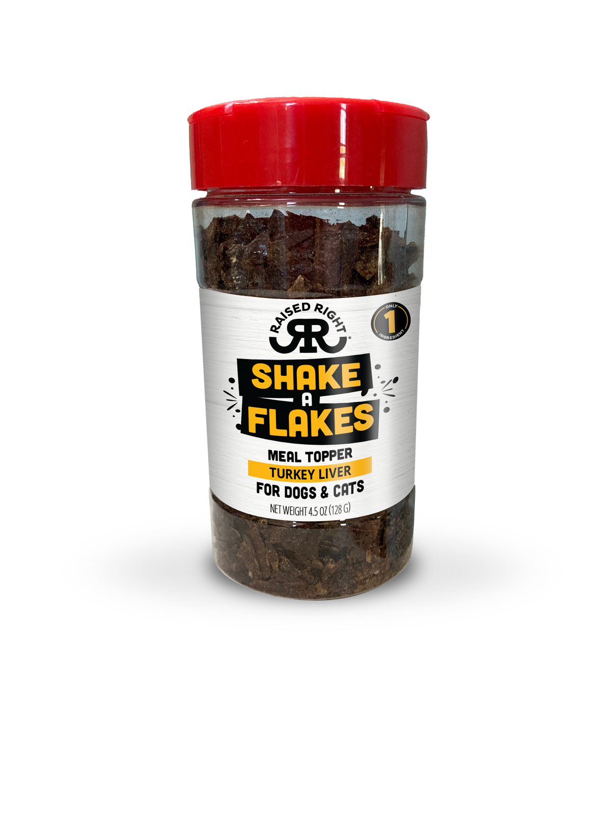 Raised Right Shake A  Flakes Turkey Liver Dog &amp; Cat Meal Topper
