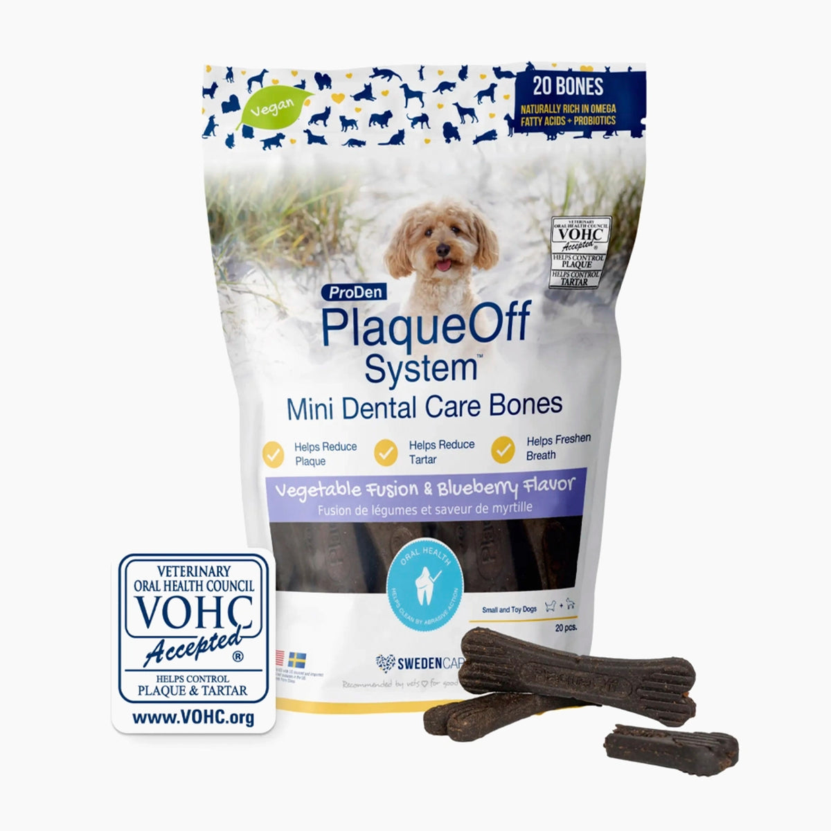 ProDen PlaqueOff Mini Dental Care Bone Vegetable & Blueberry Fusion Dog Chews