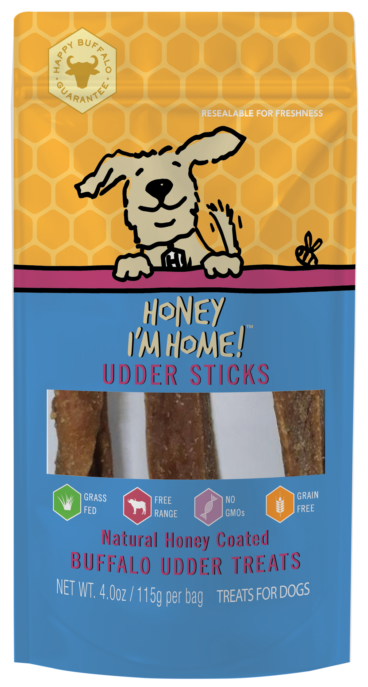 Honey I&#39;m Home! Water Buffalo Udder Sticks Dog Treats