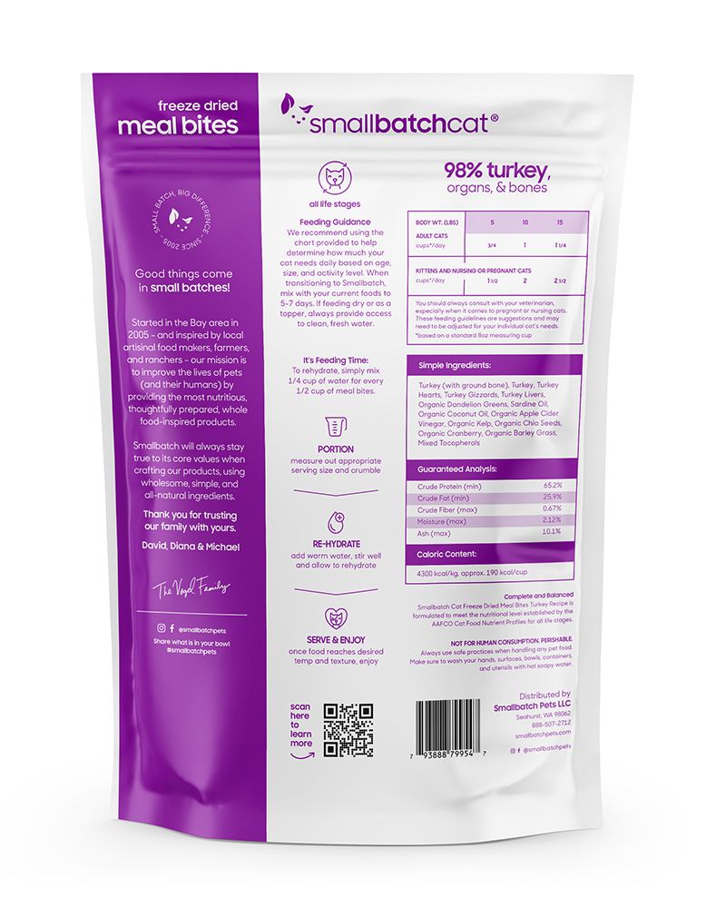Small Batch Freeze-Dried Meal Bites Turkey Cat Food