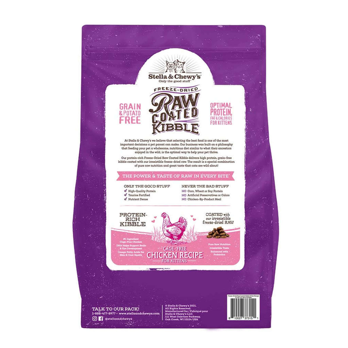 Stella &amp; Chewy&#39;s Kibble Raw Coated Chicken Kitten Cat Food