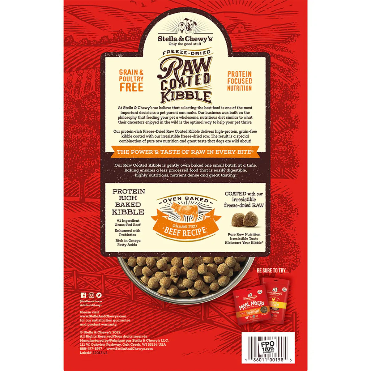 Stella &amp; Chewy&#39;s Kibble Raw Coated Beef Dog Food