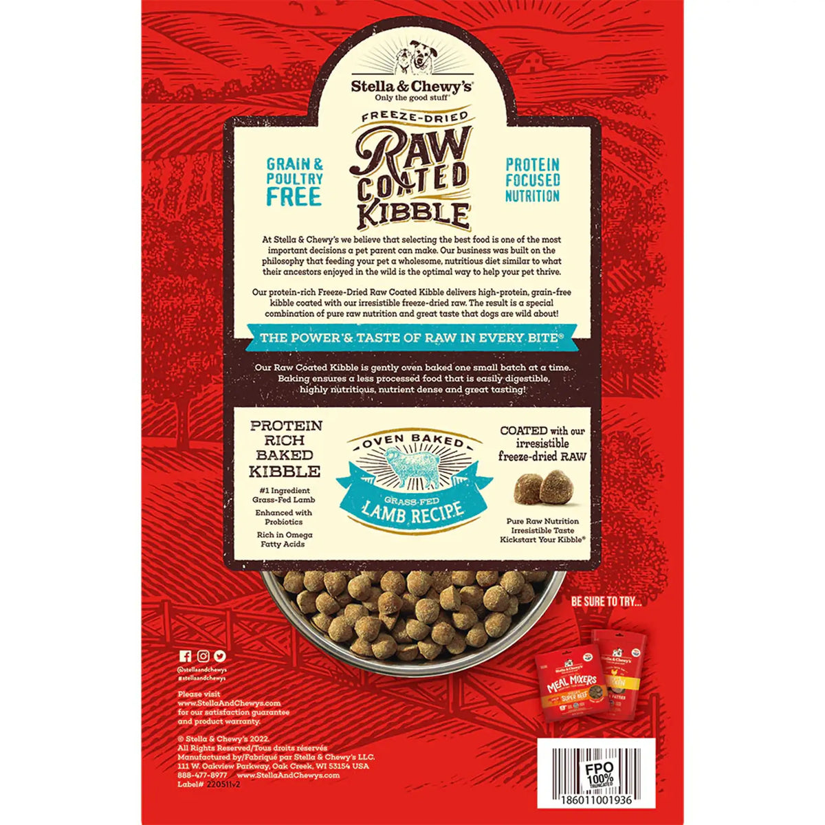 Stella &amp; Chewy&#39;s Kibble Raw Coated Lamb Dog Food