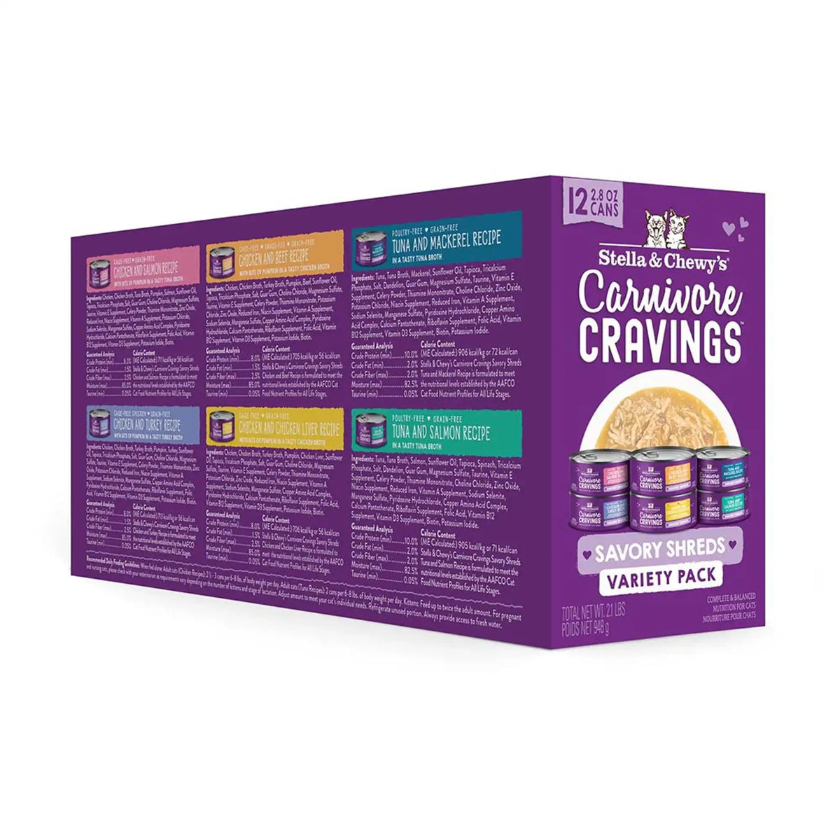 Stella &amp; Chewy&#39;s Carnivore Cravings Savory Shreds Variety Pack Canned Cat Food
