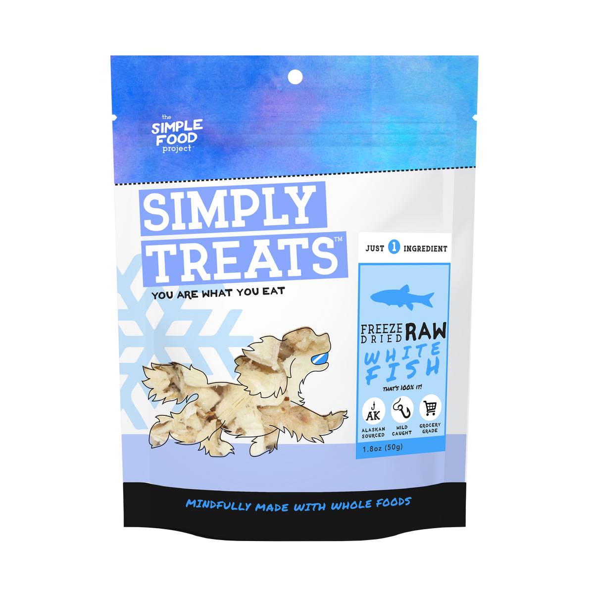 The Simple Food Project Simply Treats Freeze-Dried Raw White Fish for Dogs