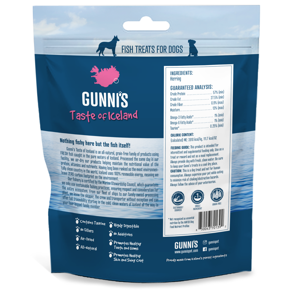 Gunni&#39;s Pet Taste of Iceland Whole Herring Dog Treats