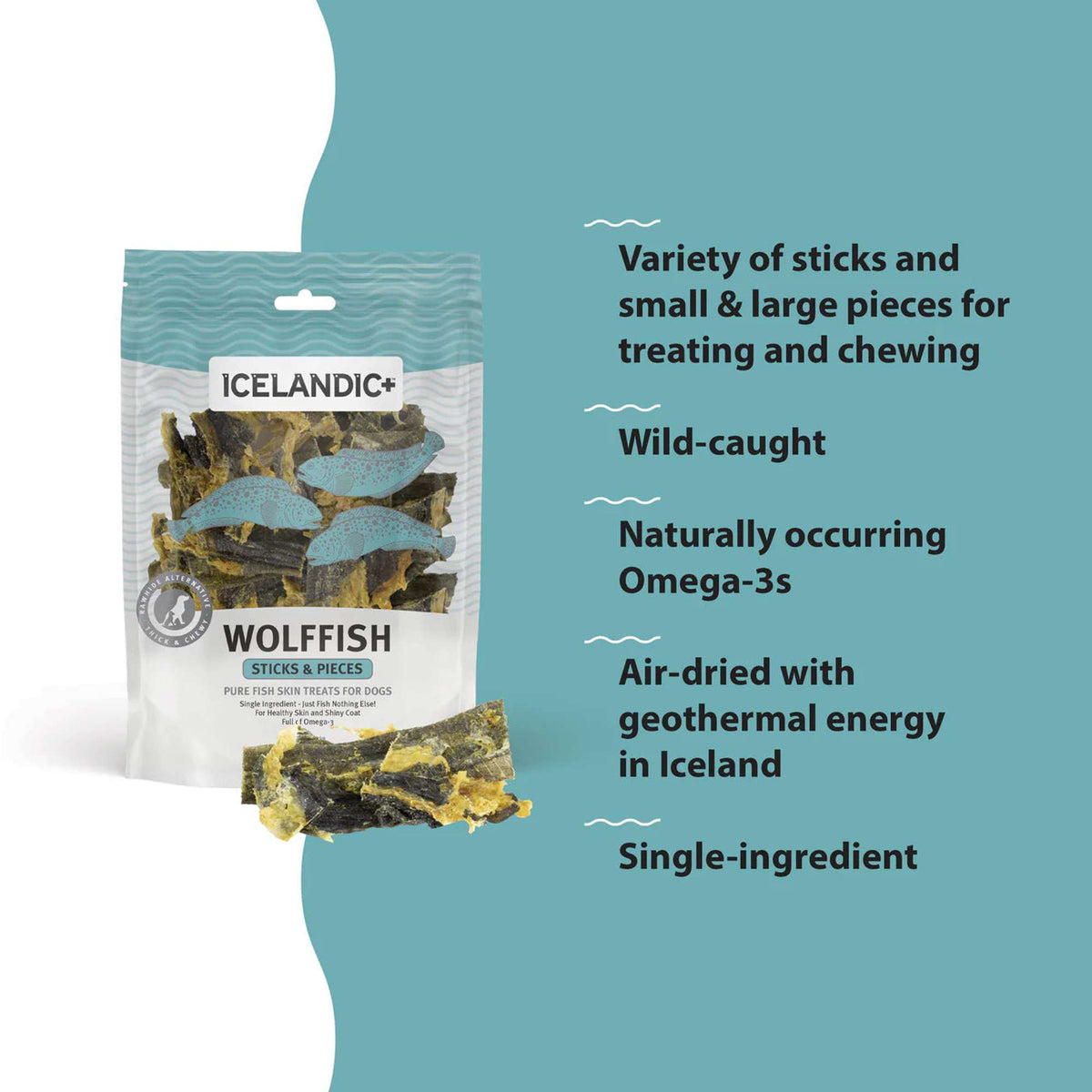 Icelandic+ Spotted Wolffish Sticks Dog Chews
