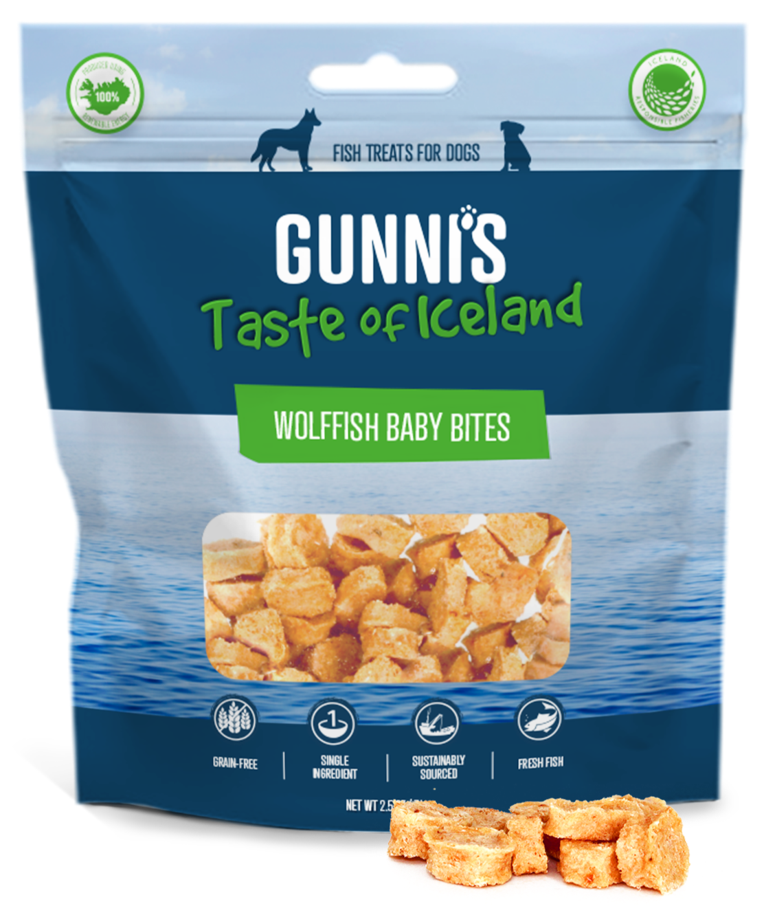 Gunni&#39;s Pet Taste of Iceland Wolffish Baby Bites Dog Treats