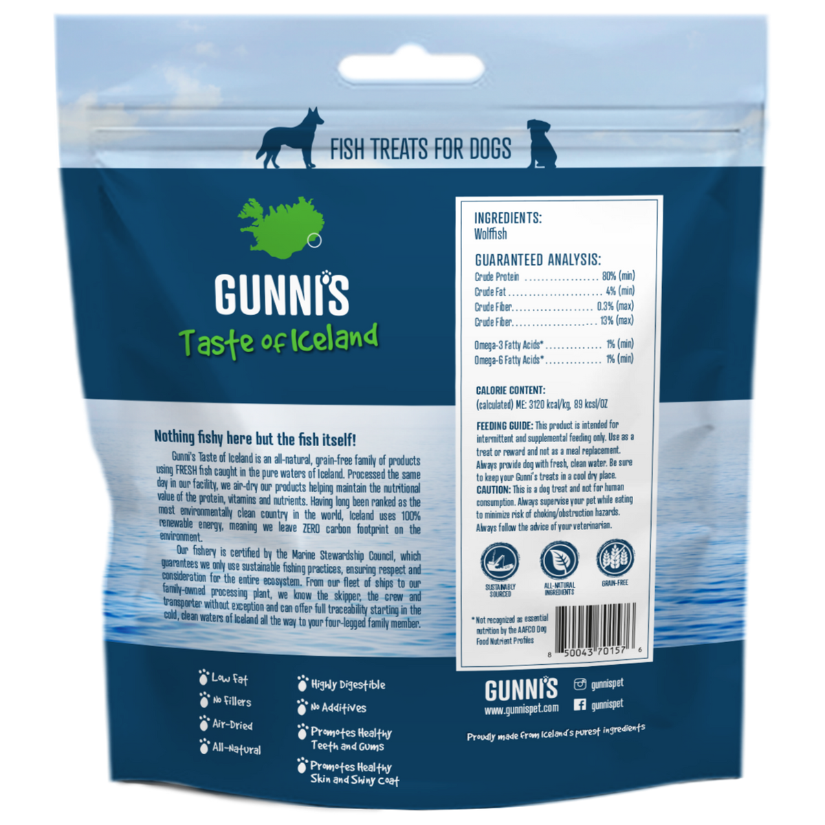 Gunni&#39;s Pet Taste of Iceland Wolffish Baby Bites Dog Treats